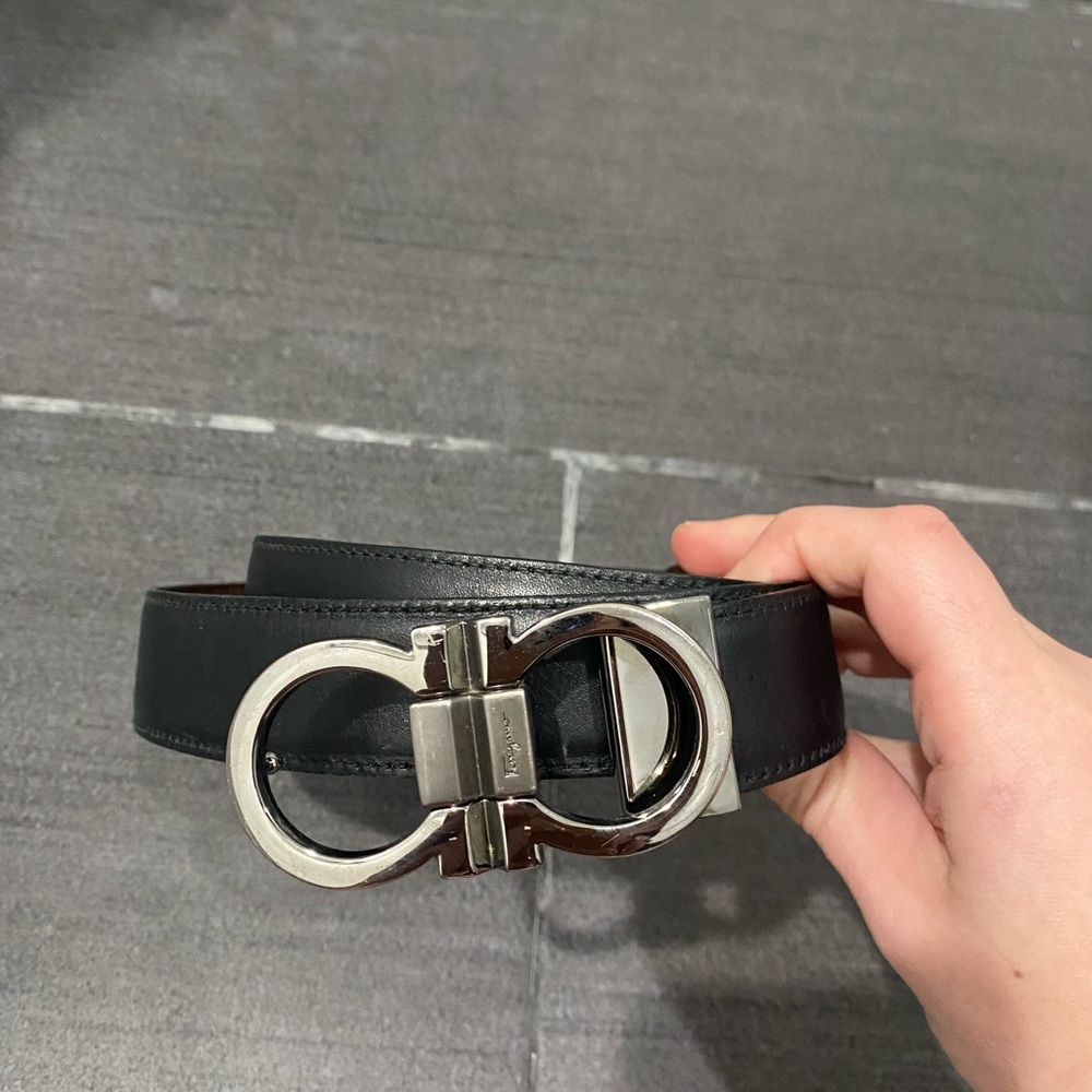 Authentic black leather Salvatore Ferragamo men’s belt, good condition